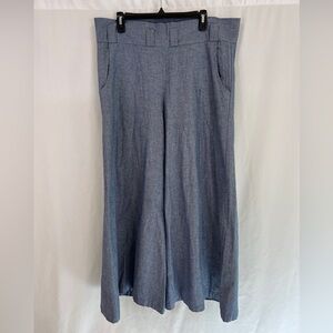 Bryn Walker Wide Leg Blue‎ Chambray Pants Small Cotton Missing Belt Lagenlook